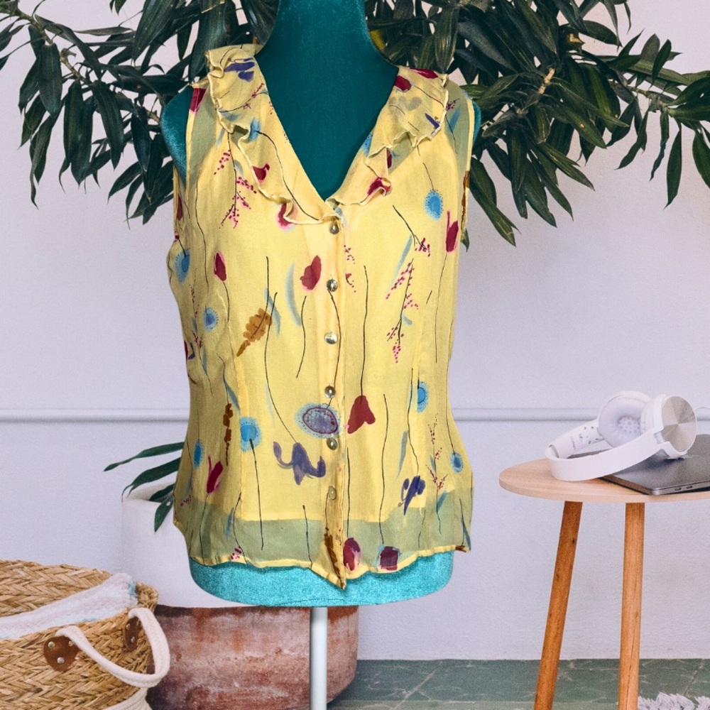 Vintage Silk Button Down Tank